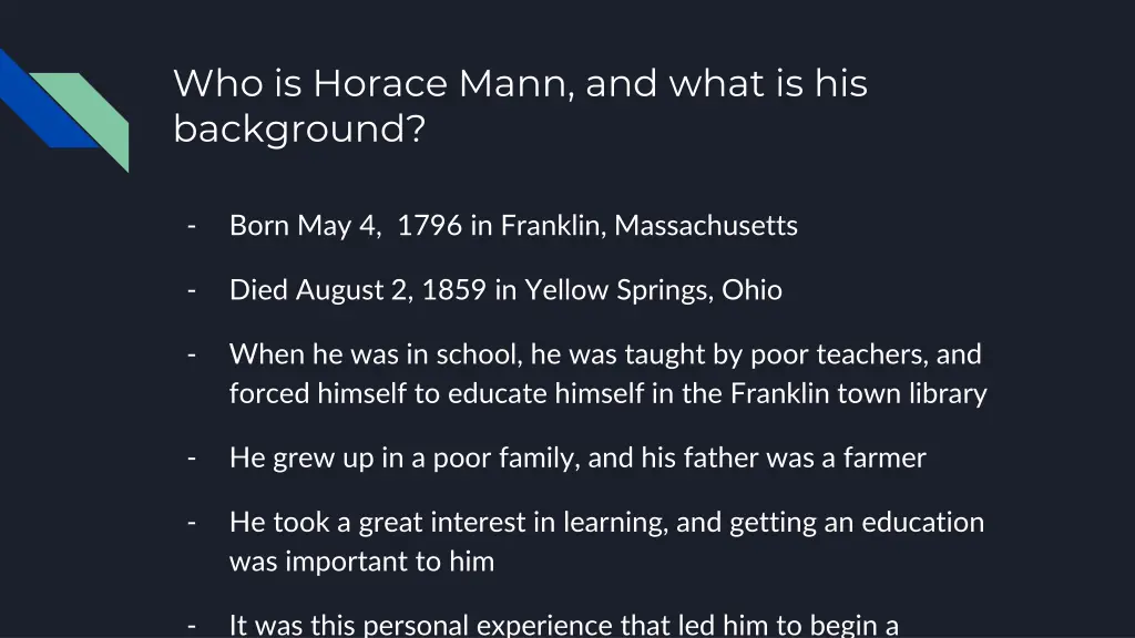 who is horace mann and what is his background
