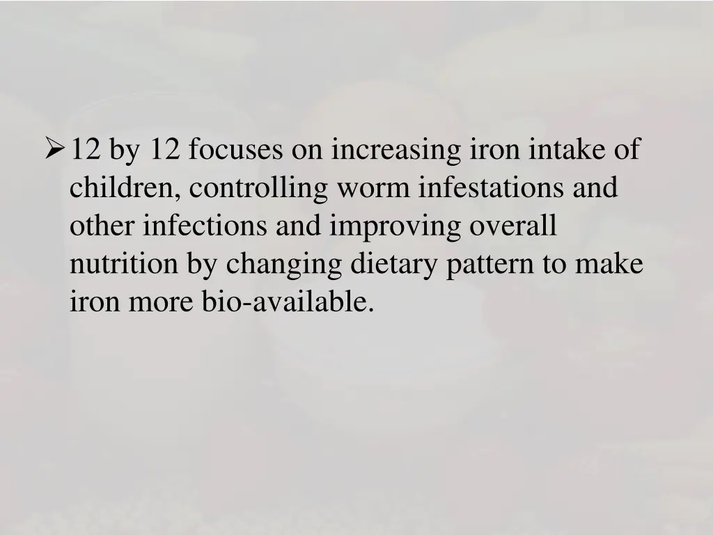 12 by 12 focuses on increasing iron intake