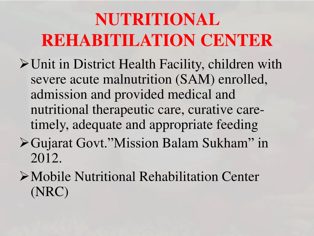 nutritional rehabitilation center unit
