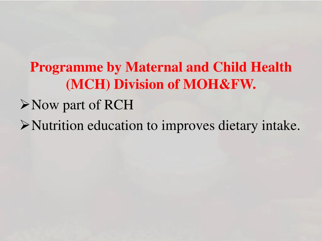 programme by maternal and child health