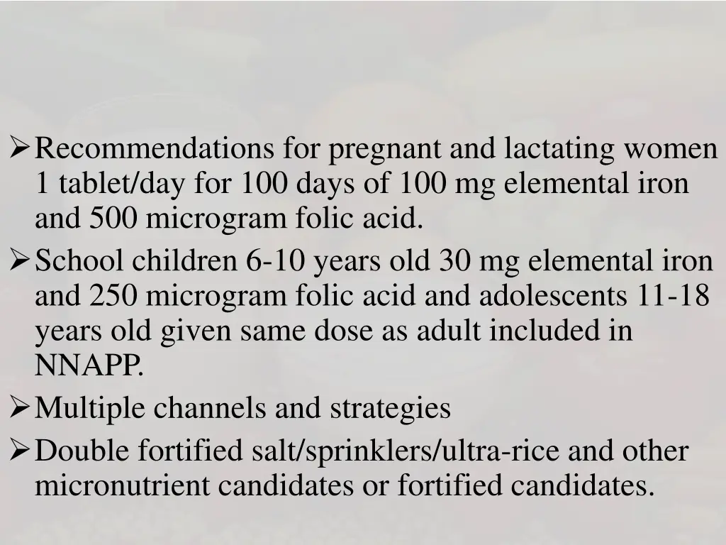recommendations for pregnant and lactating women