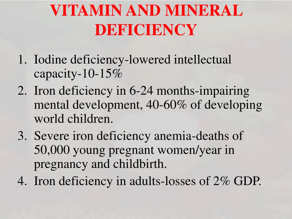 vitamin and mineral deficiency