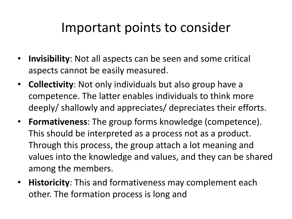 important points to consider