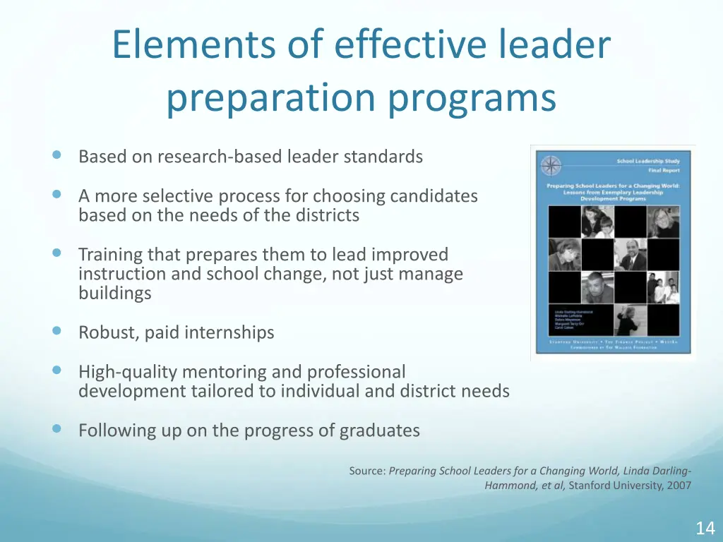 elements of effective leader preparation programs