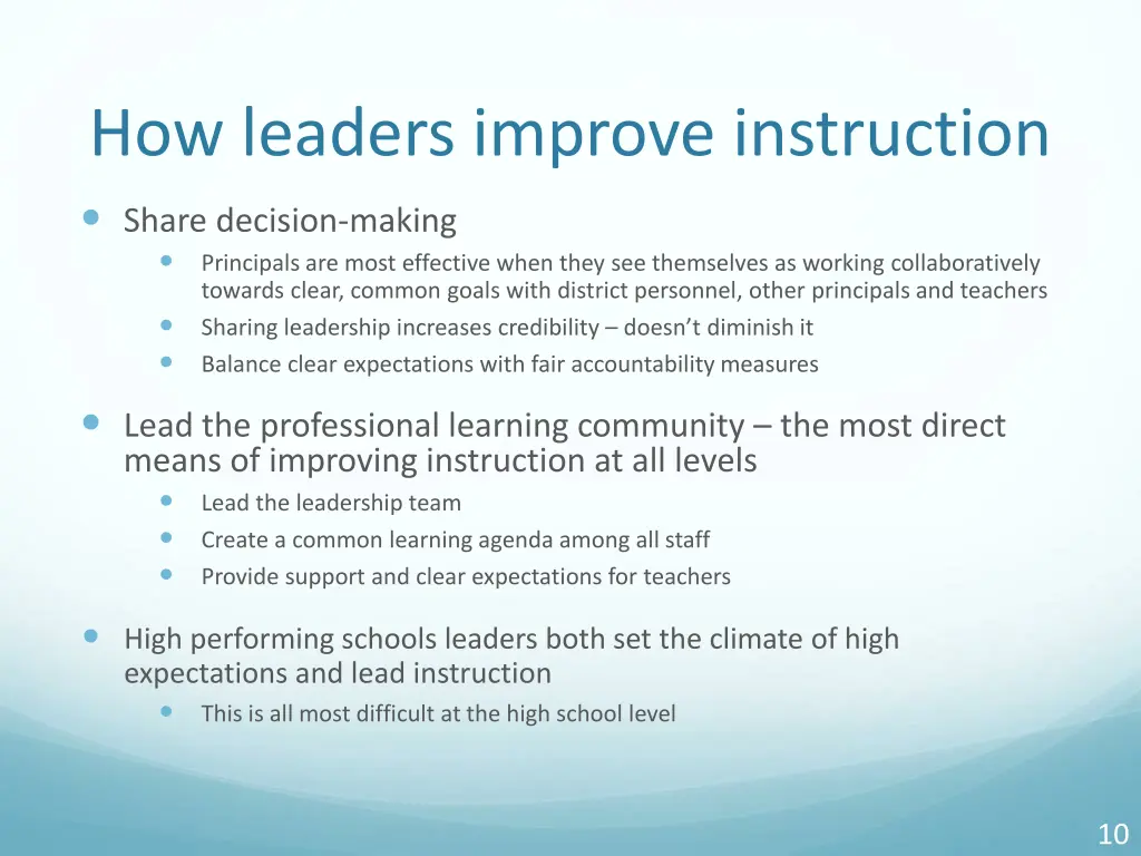 how leaders improve instruction