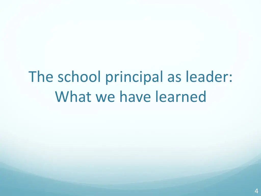 the school principal as leader what we have