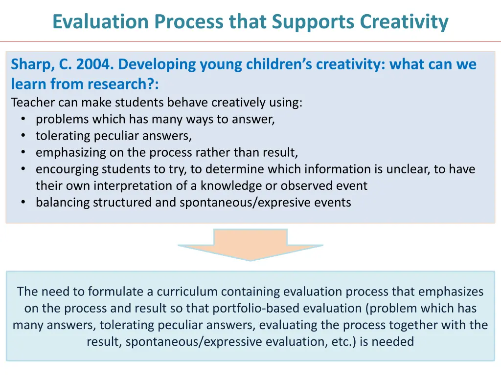 evaluation process that supports creativity