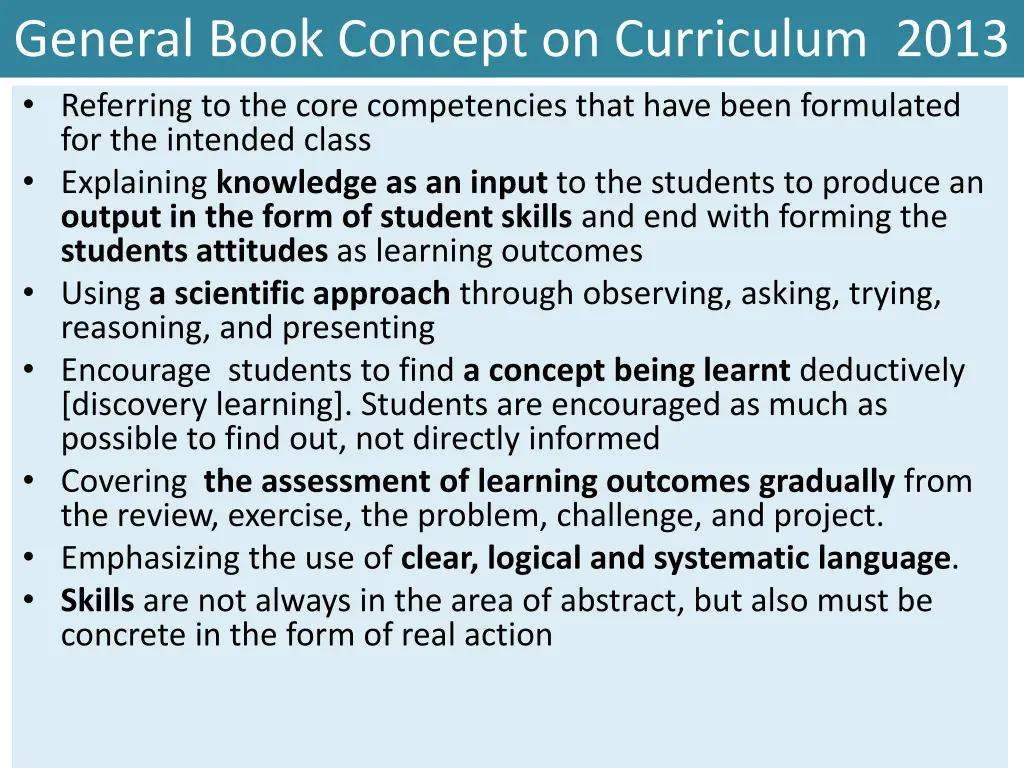general book concept on curriculum 2013 referring