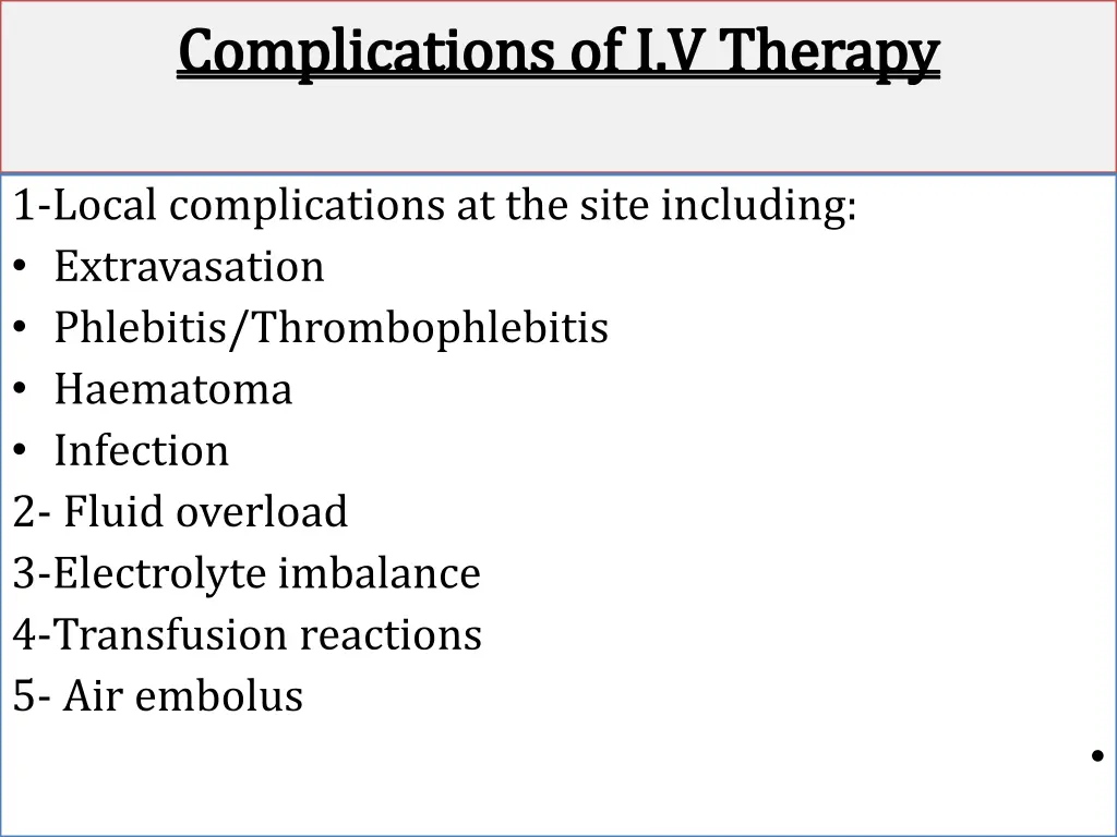complications of i v therapy