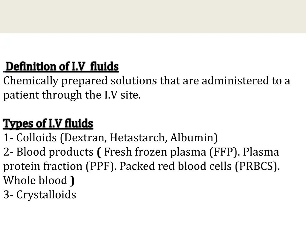 definition of i v fluids chemically prepared