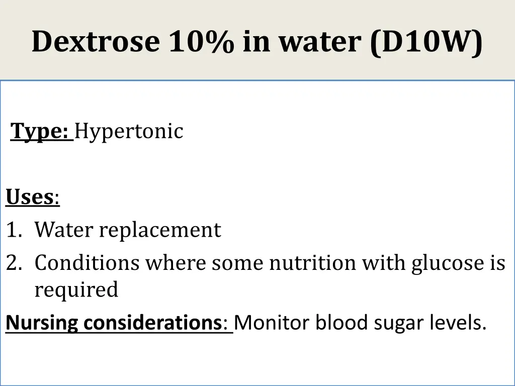 dextrose 10 in water d10w