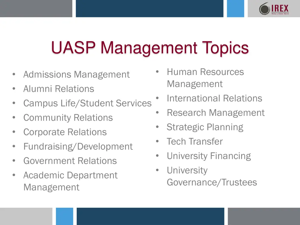 uasp management topics