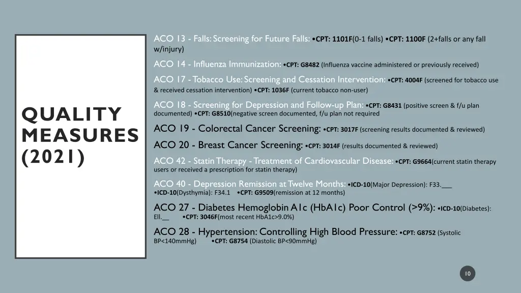 aco 13 falls screening for future falls cpt 1101f