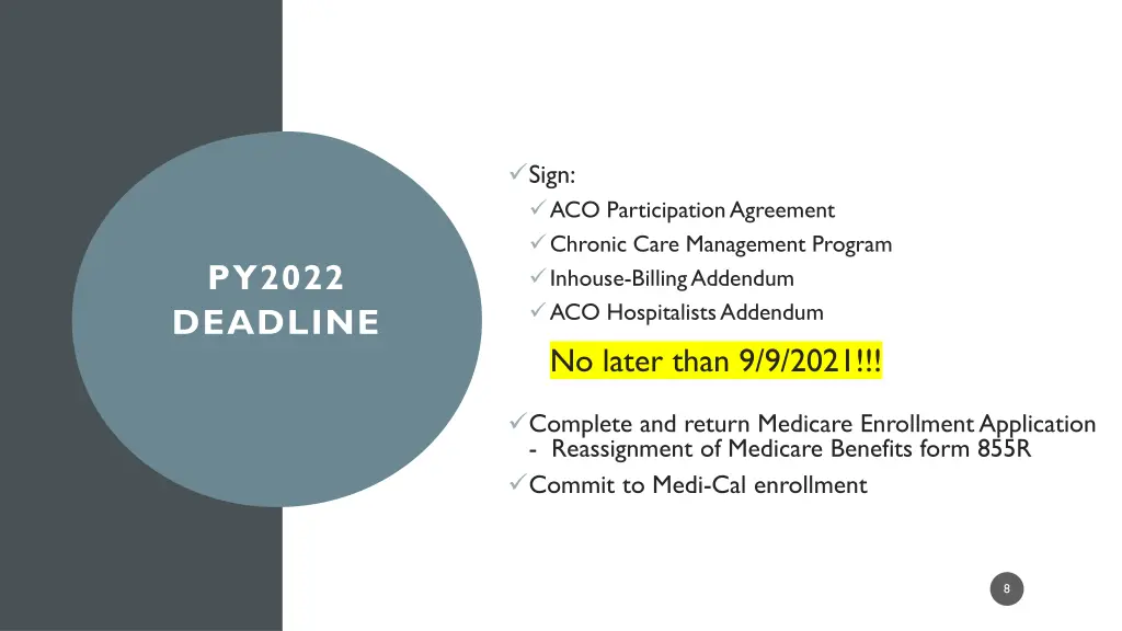 sign aco participation agreement chronic care