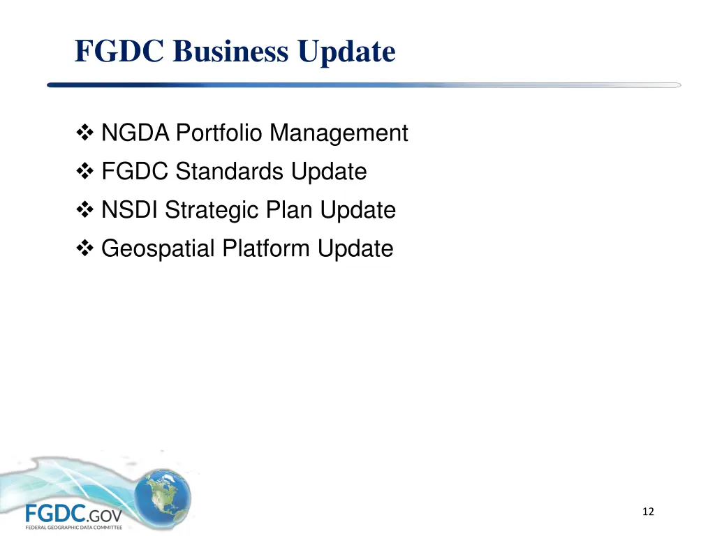 fgdc business update