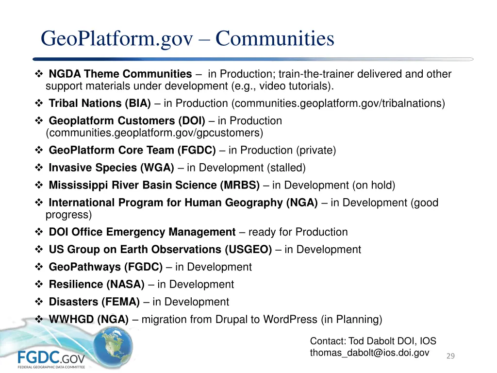 geoplatform gov communities