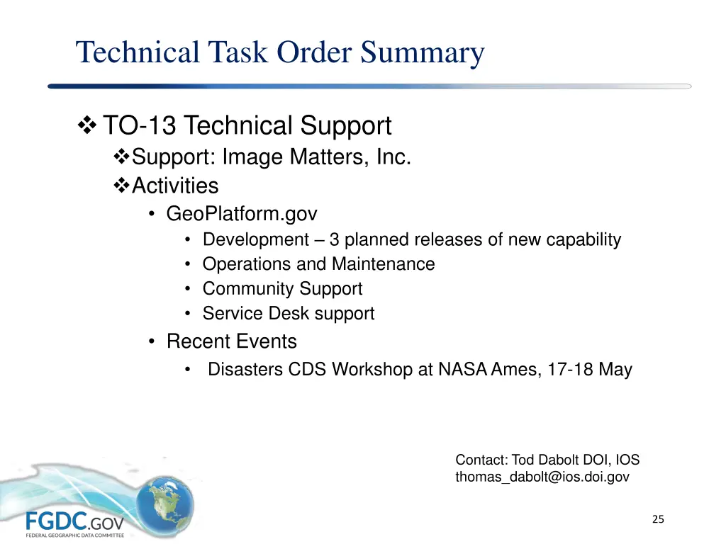 technical task order summary