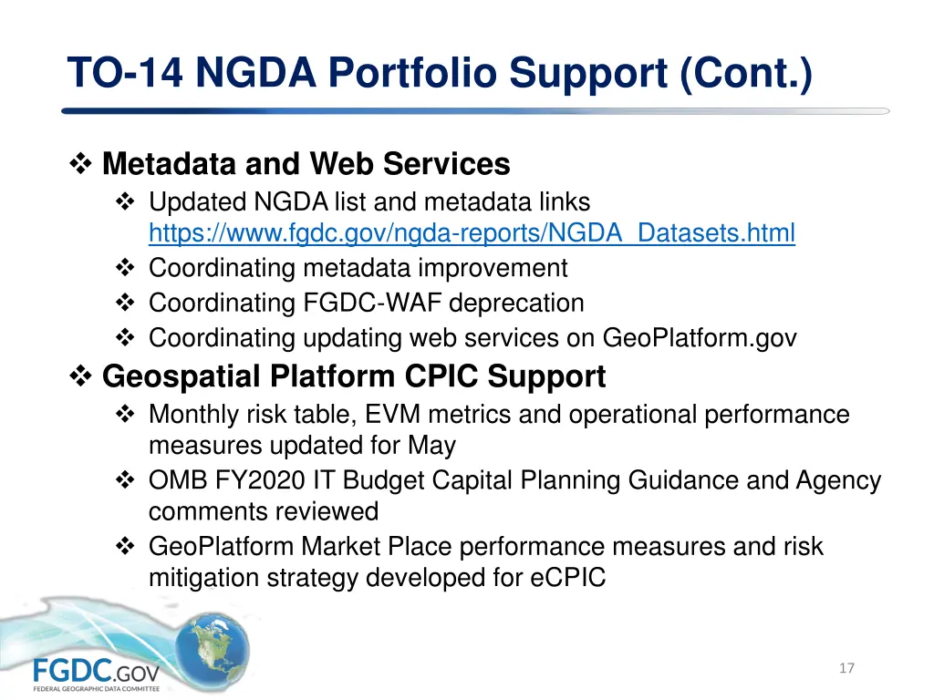 to 14 ngda portfolio support cont