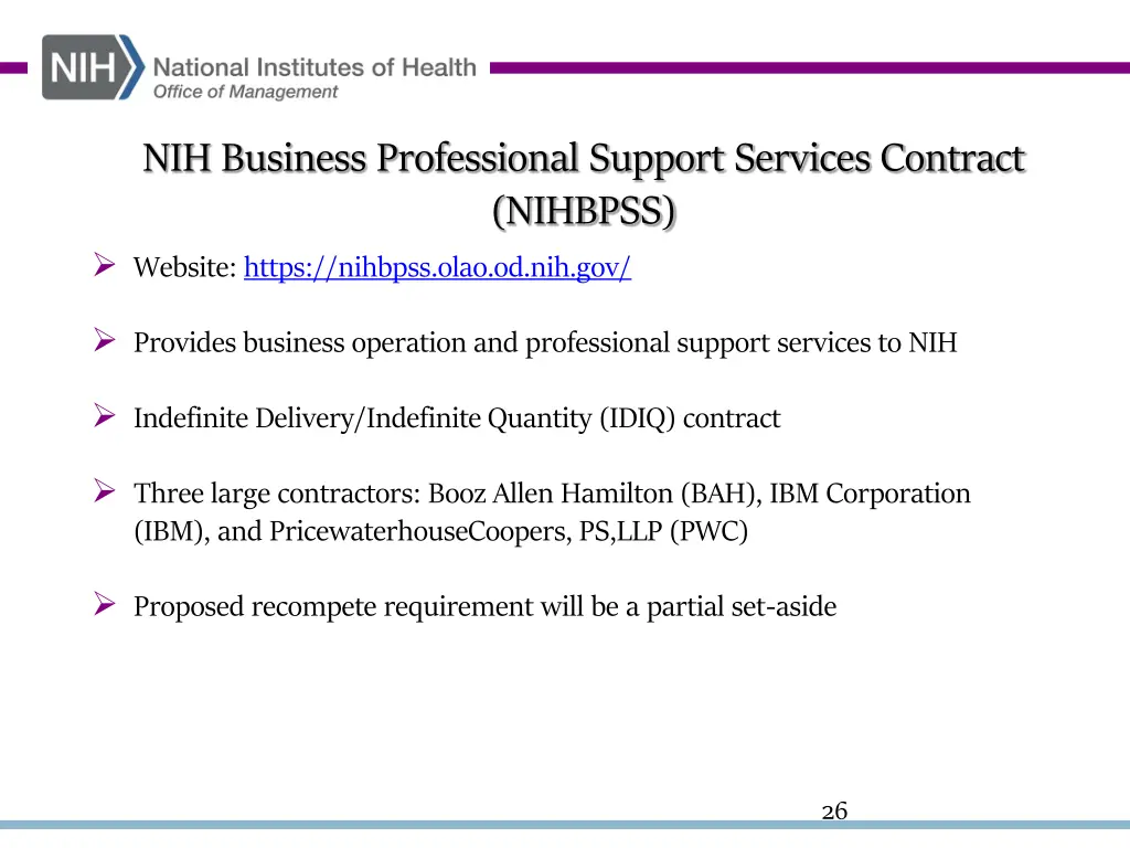 nih business professional support services