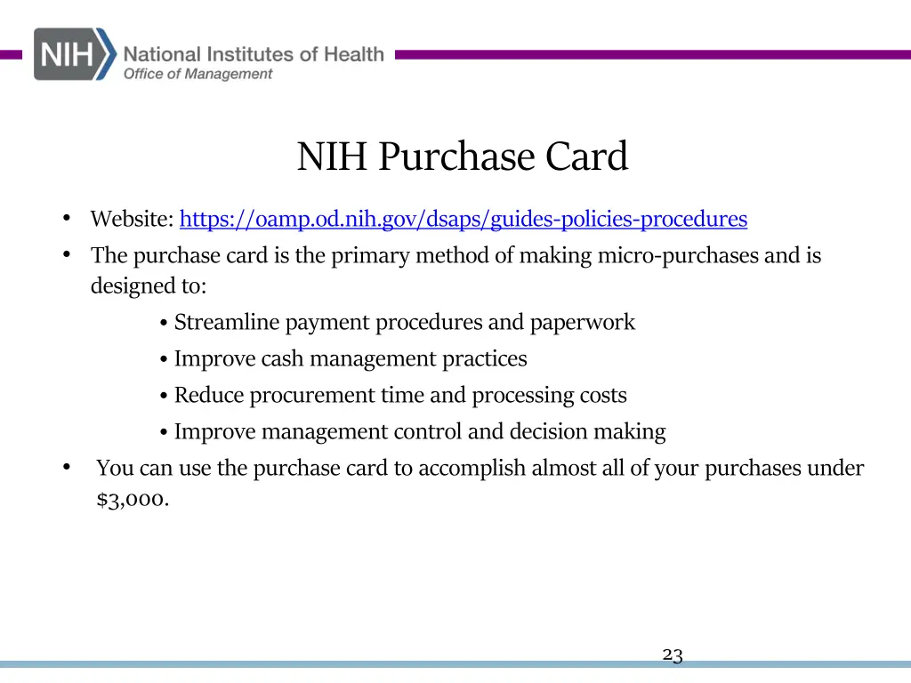 nih purchase card