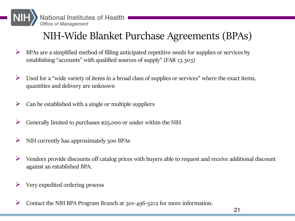 nih wide blanket purchase agreements bpas