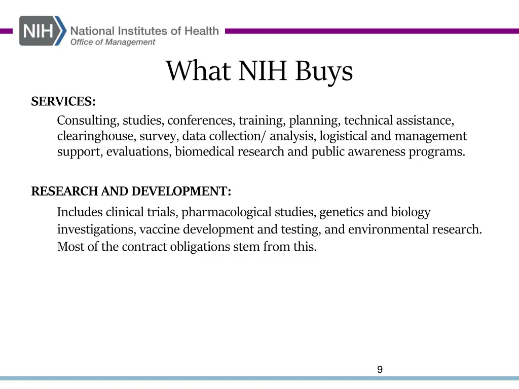 what nih buys 1