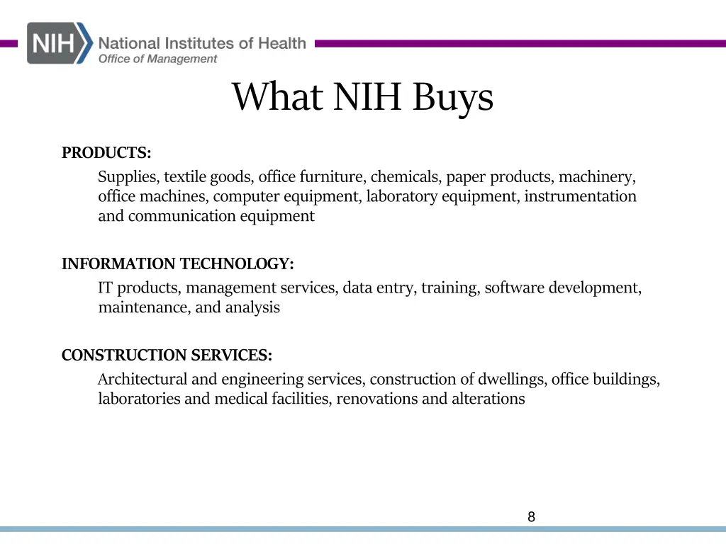 what nih buys