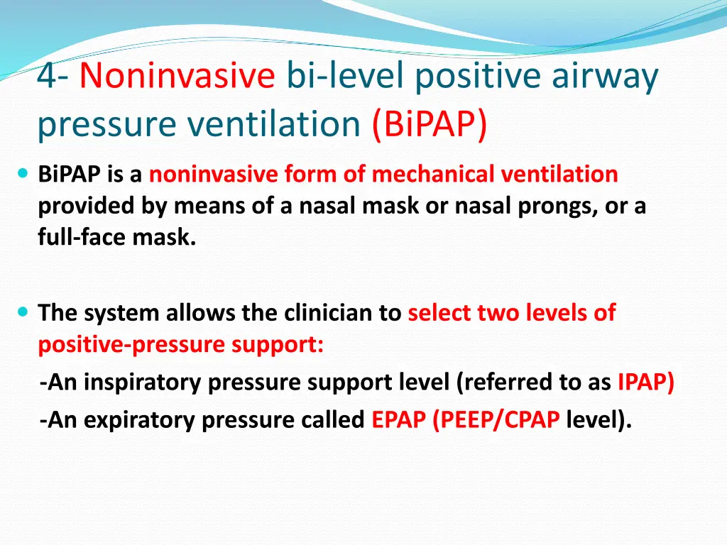 4 noninvasive bi level positive airway pressure