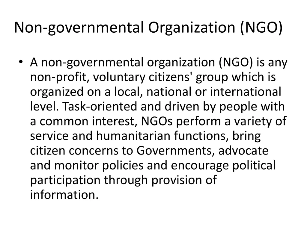 non governmental organization ngo