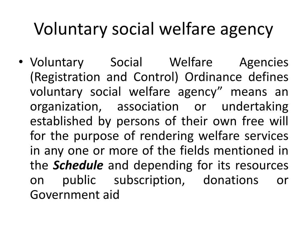 voluntary social welfare agency