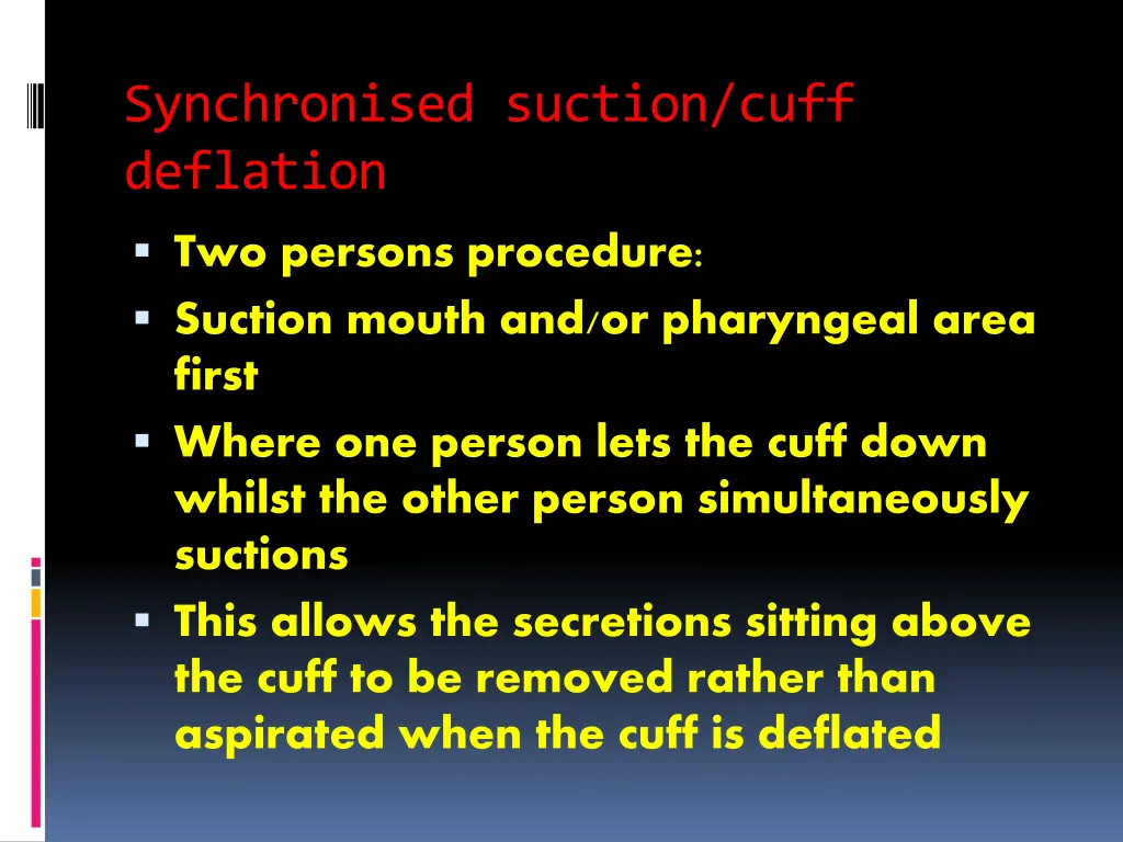 synchronised suction cuff deflation