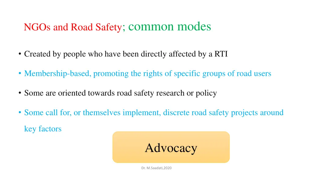 ngos and road safety common modes