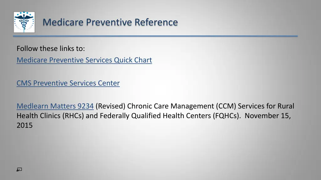 medicare preventive reference