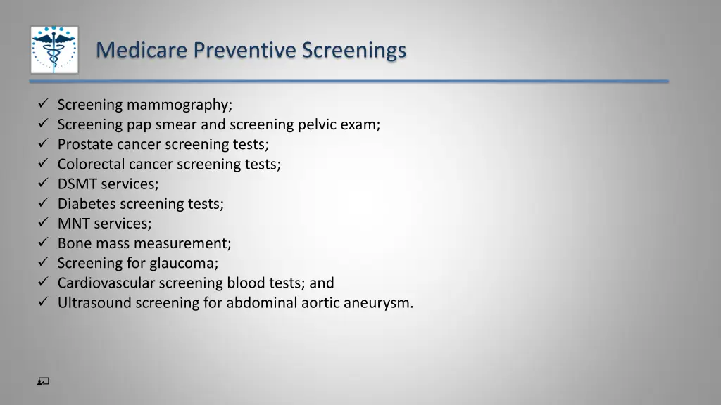 medicare preventive screenings