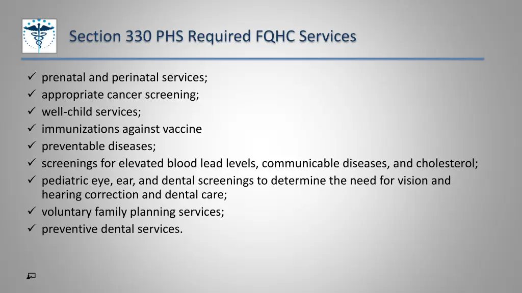 section 330 phs required fqhc services