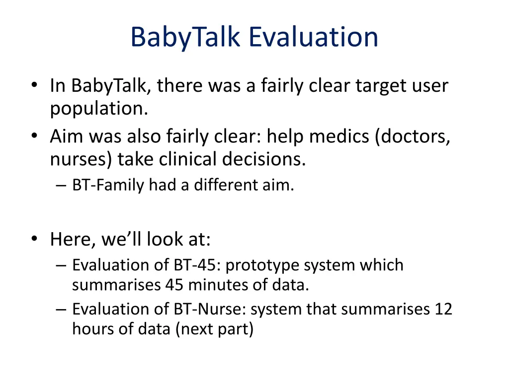 babytalk evaluation