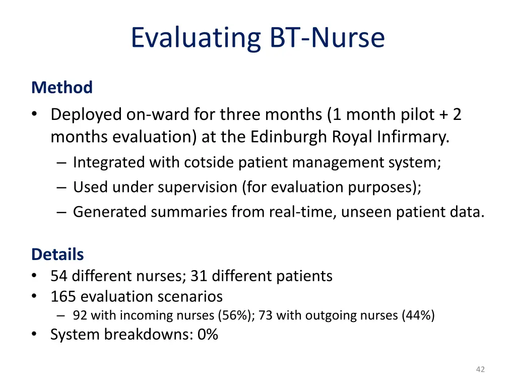 evaluating bt nurse