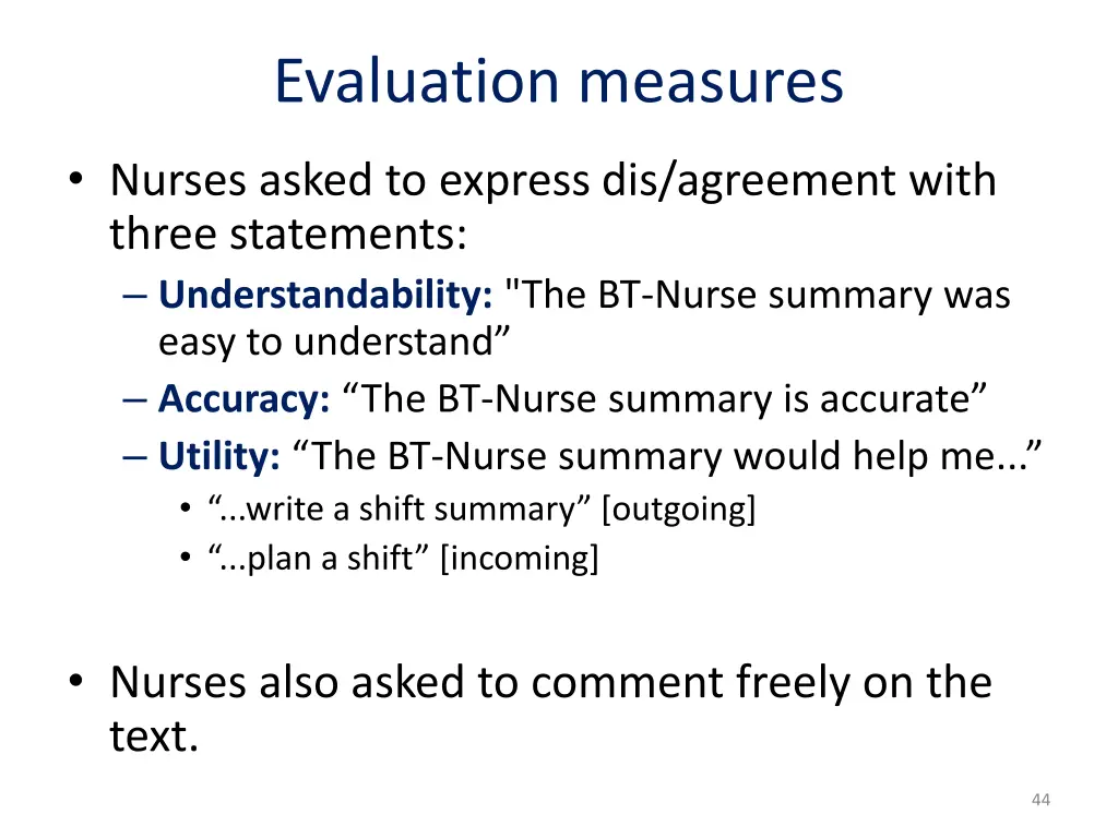 evaluation measures