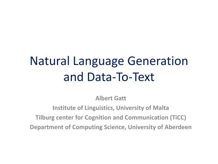 natural language generation and data to text