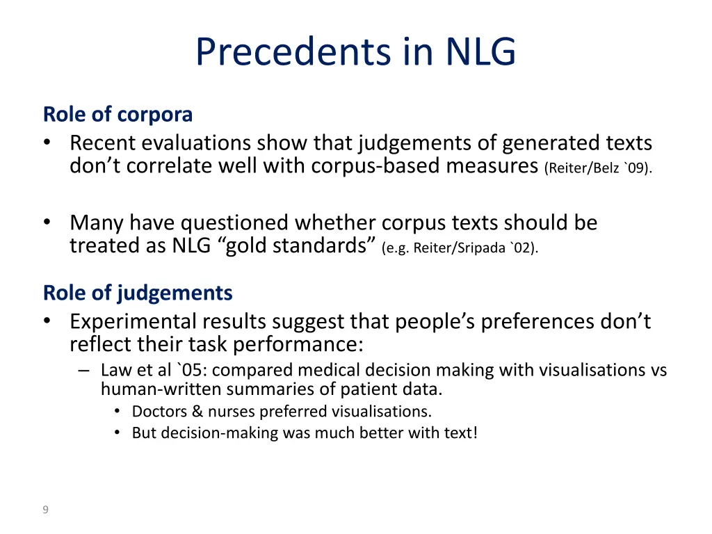 precedents in nlg