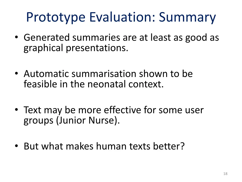 prototype evaluation summary