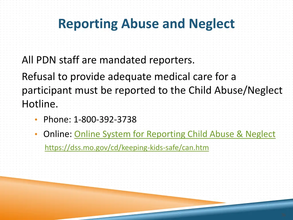 reporting abuse and neglect
