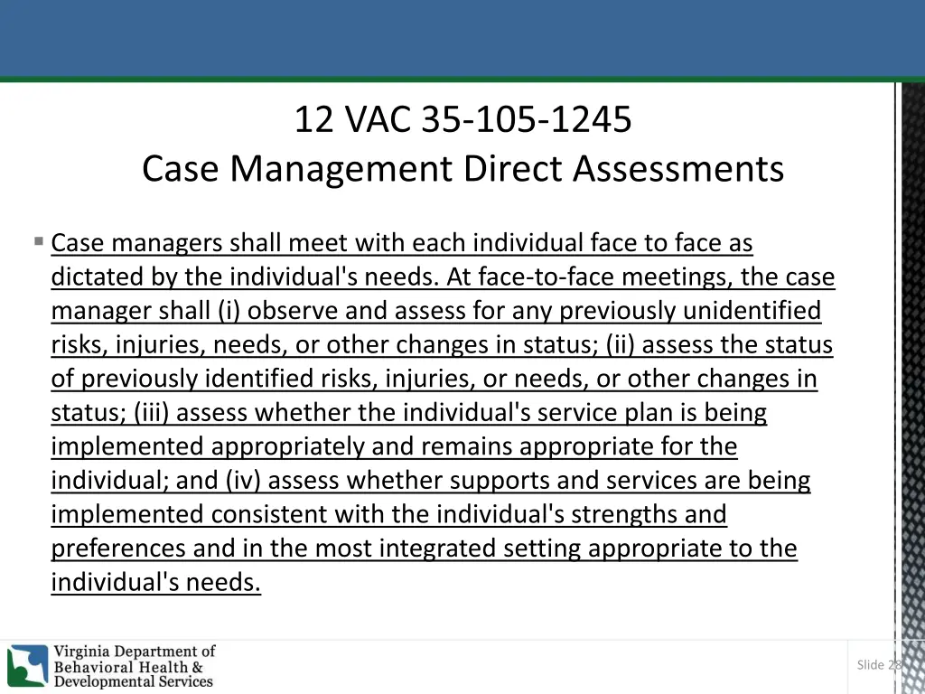 12 vac 35 105 1245 case management direct