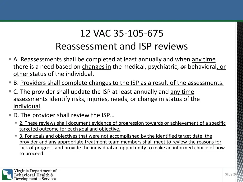 12 vac 35 105 675 reassessment and isp reviews