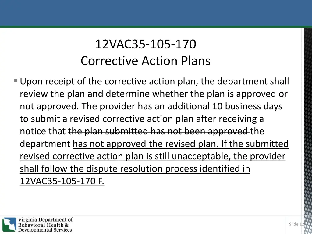 12vac35 105 170 corrective action plans