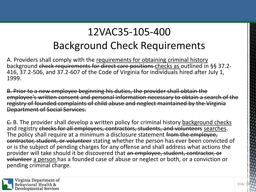 12vac35 105 400 background check requirements