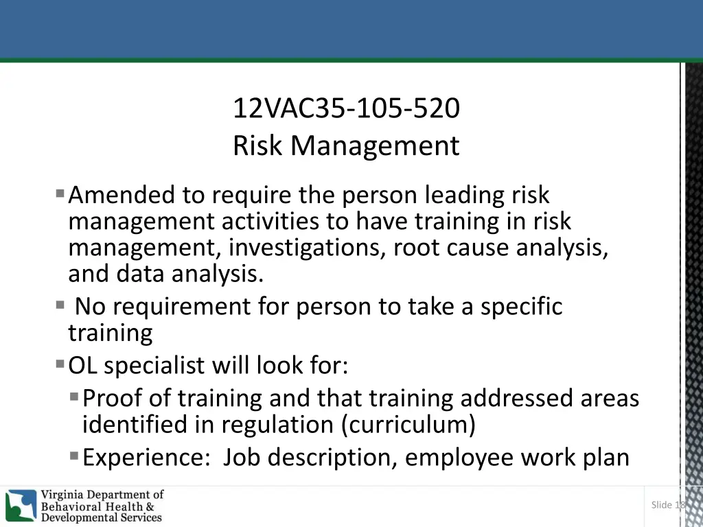 12vac35 105 520 risk management