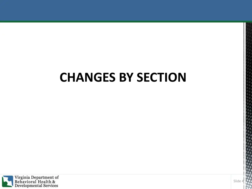 changes by section