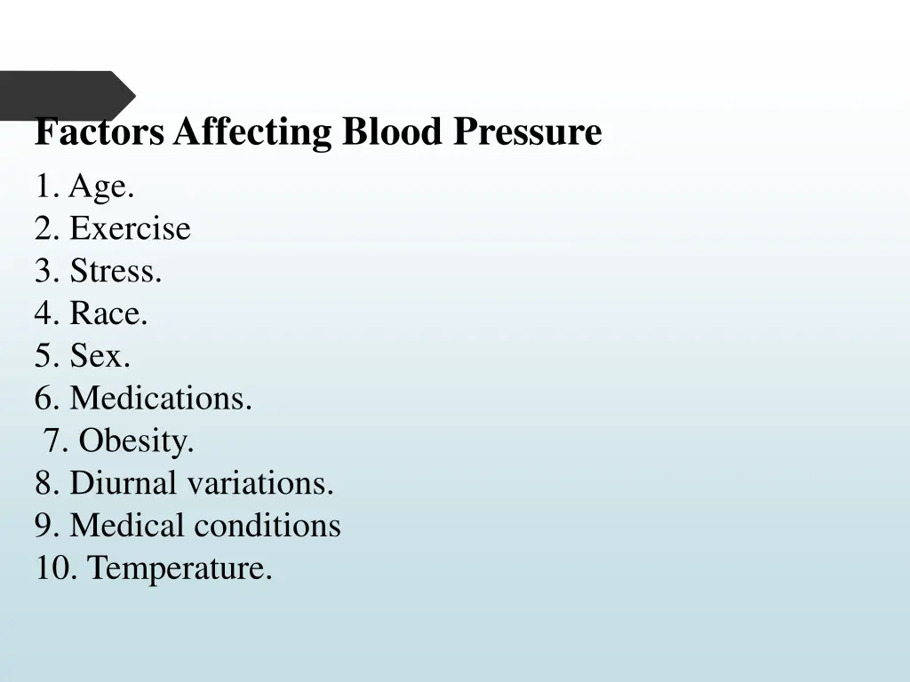 factors affecting blood pressure 1 age 2 exercise