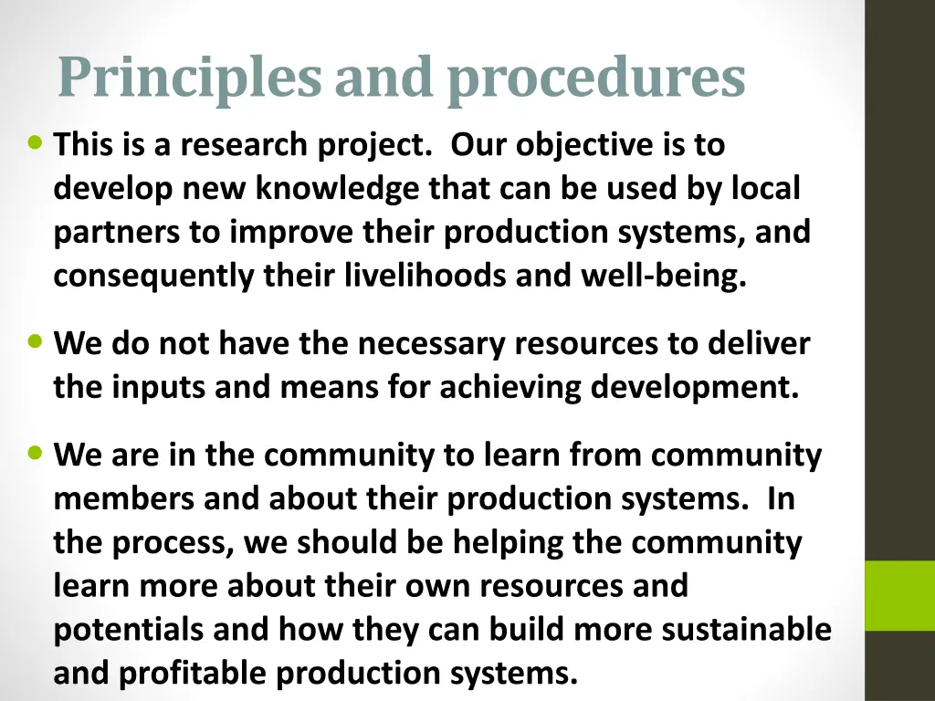 principles and procedures this is a research